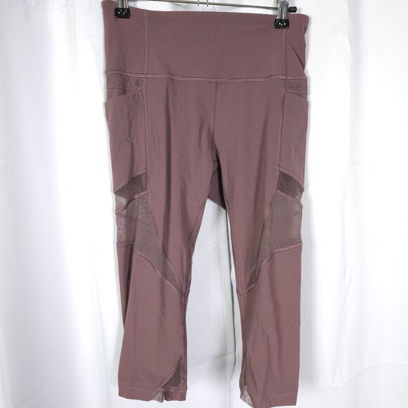 Lululemon Womens 6 Burgundy Mesh In Motion Crop Yoga Capri Leggings - Picture 1 of 8